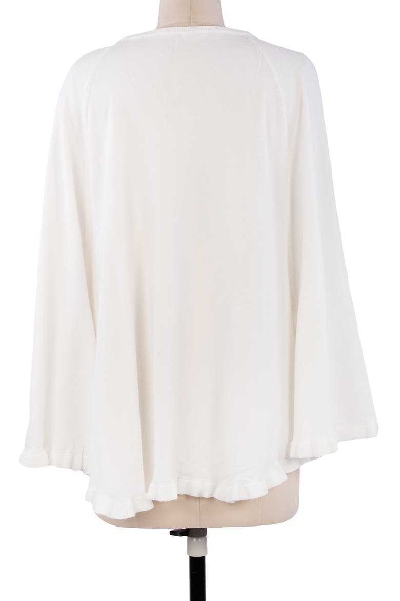 Talia Ruffle Trim Poncho, Alternate, color, IVORY