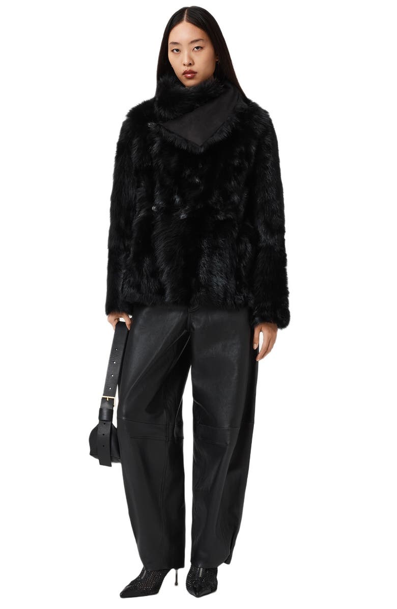 AllSaints Wilton Reversible Genuine Shearling Coat, Alternate, color, Black