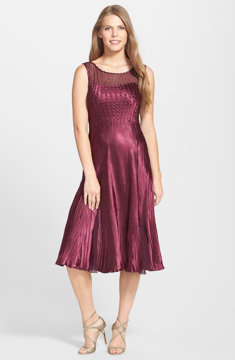 Komarov Pleated Charmeuse Dress & Chiffon Jacket, Alternate, color, 