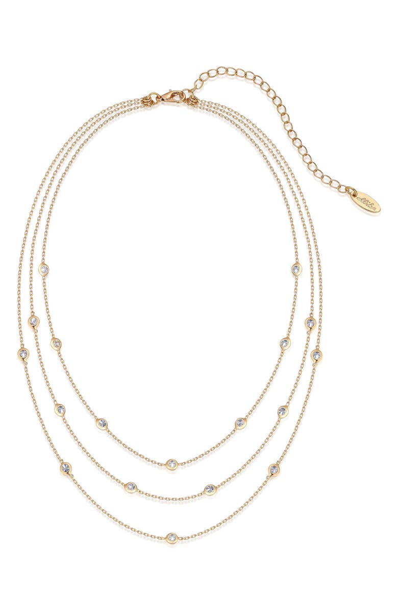 Ettika Crystal Station Layered Necklace, Main, color, Gold