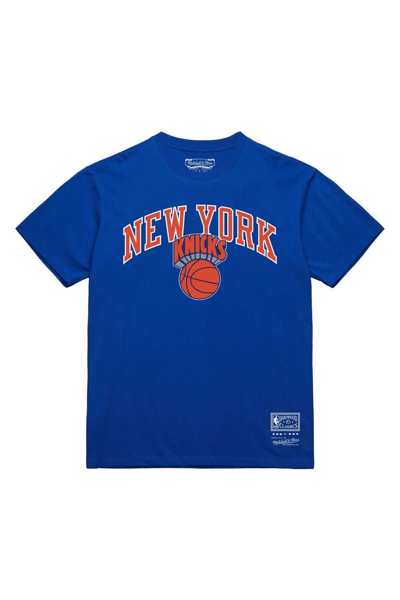 Men's Mitchell & Ness Blue New York Knicks Hardwood Classics Vintage Logo T-Shirt, Alternate, color, Blue