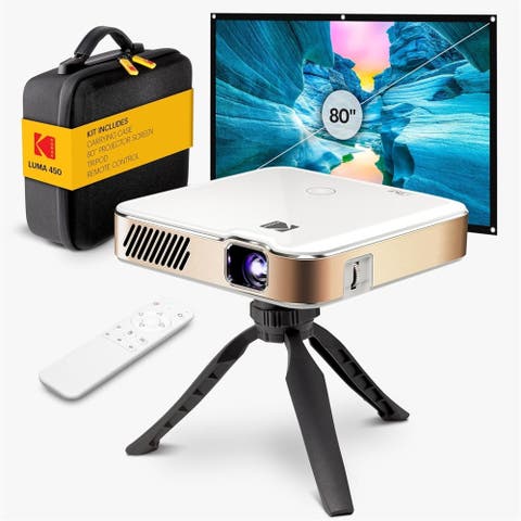 Luma 450 Smart Projector, Full HD Portable Pico Projector with 80" Screen, Tripod, Remote & Case