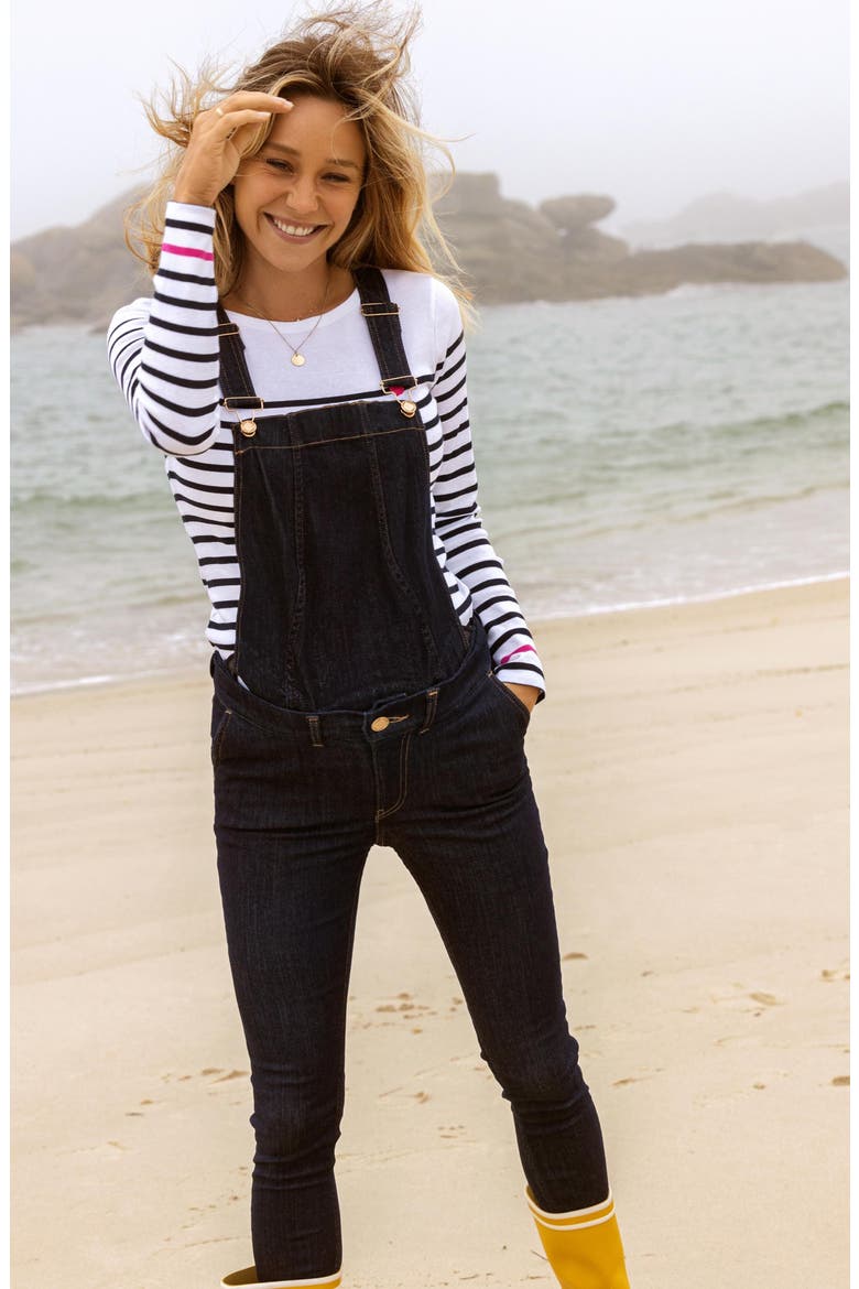 Sharon denim maternity overalls, Alternate, color, DARK BLUE