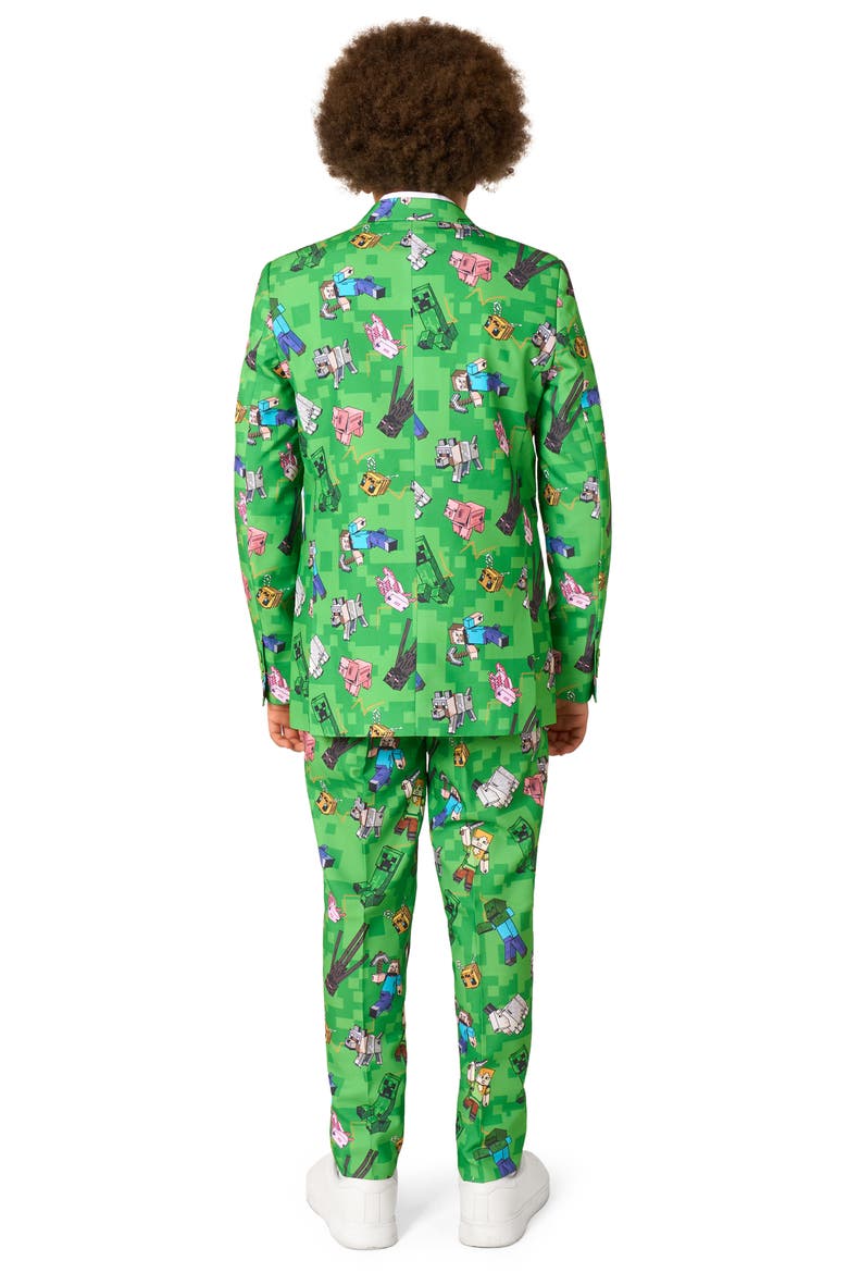Kids' Minecraft Two-Piece Suit & Tie Set, Alternate, color, GREEN