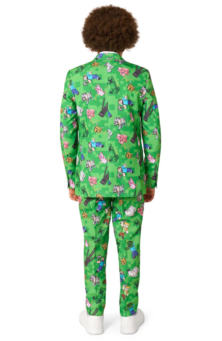OppoSuits Kids' Minecraft Two-Piece Suit & Tie Set, Alternate, color, Green