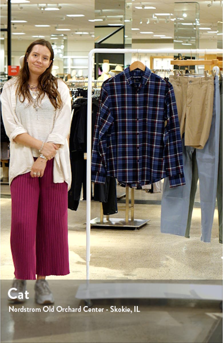 City Trim Fit Coastal Fjord Plaid Flannel Button-Down Shirt, sales video thumbnail