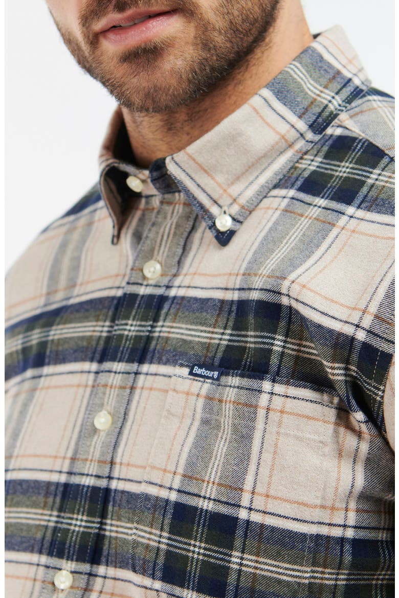 Betsom Tailored Fit Plaid Cotton Button-Down Shirt, Alternate, color, STONE