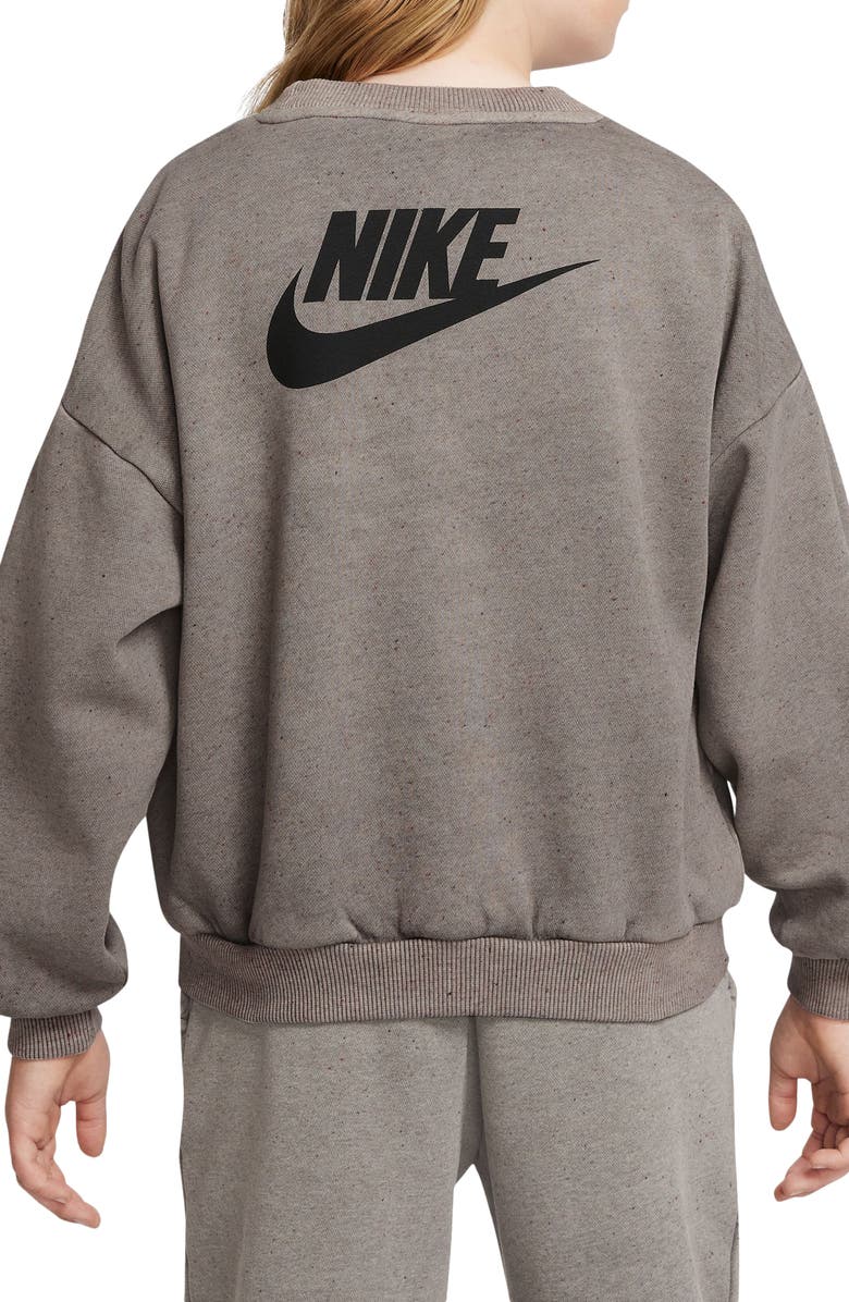 Nike Kids' Fleece Logo Sweatshirt, Alternate, color, Cave Stone/ Cave Stone