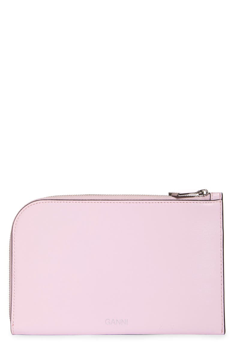 Leather Zip Around Wallet, Main, color, CHERRY BLOSSOM
