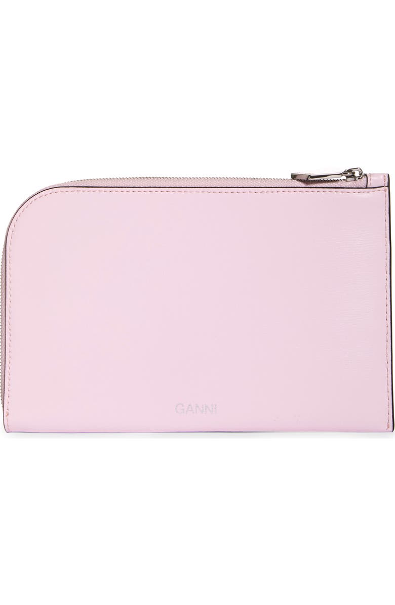 Ganni Leather Zip Around Wallet, Main, color,