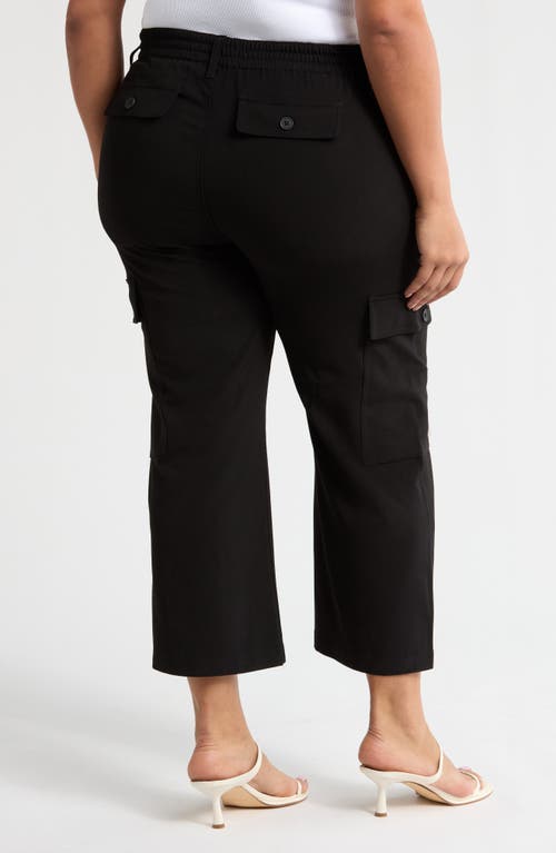 Shop Liverpool Los Angeles High Waist Crop Straight Leg Cargo Pants In Black