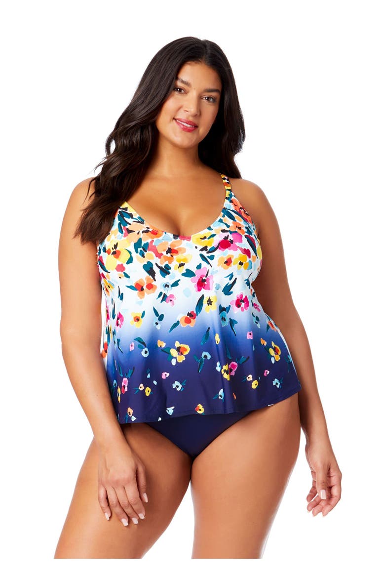 Women's Plus Riviera Floral Easy Triangle Tankini Swim Top, Main, color, Gradient Floral