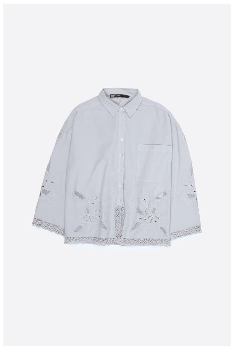 Straight-fit Shirt With Embroidery, Alternate, color, LIGHT BLUE