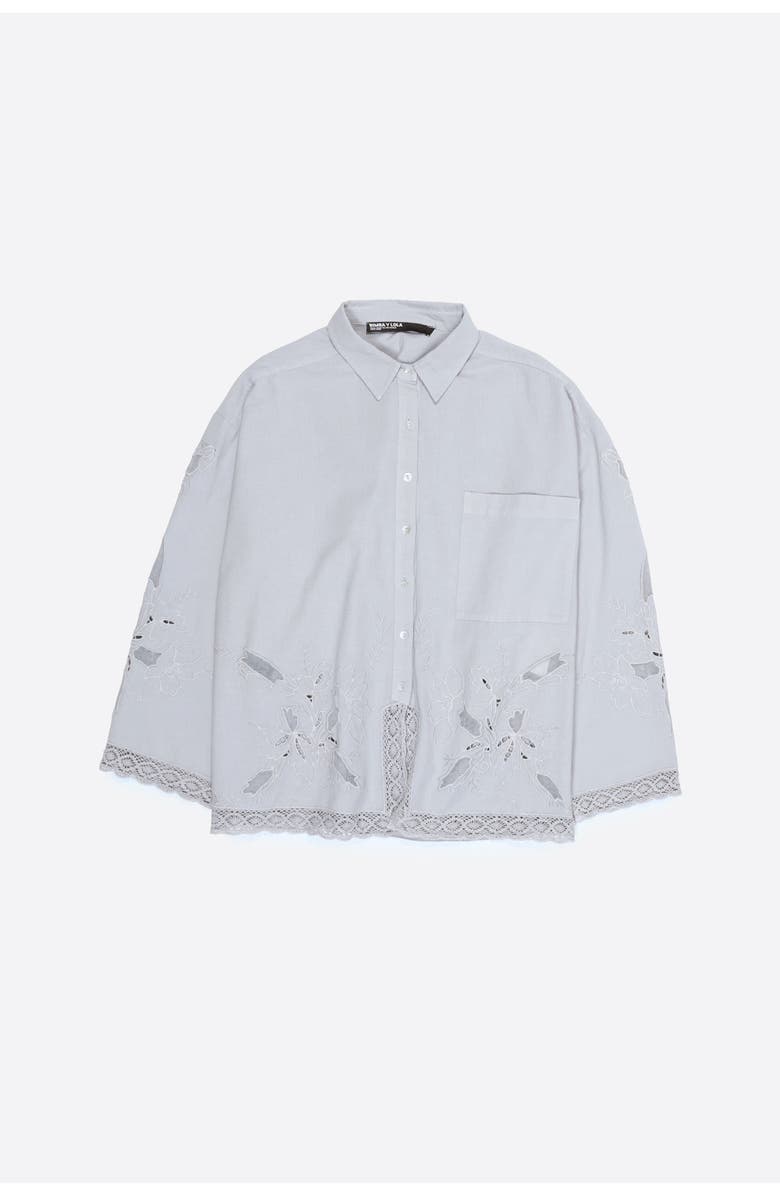 Bimba y Lola Straight-fit Shirt With Embroidery, Alternate, color, Light Blue