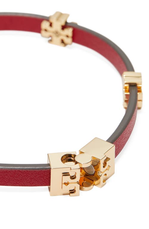 Tory Burch Eleanor Faux Leather Bracelet In Red