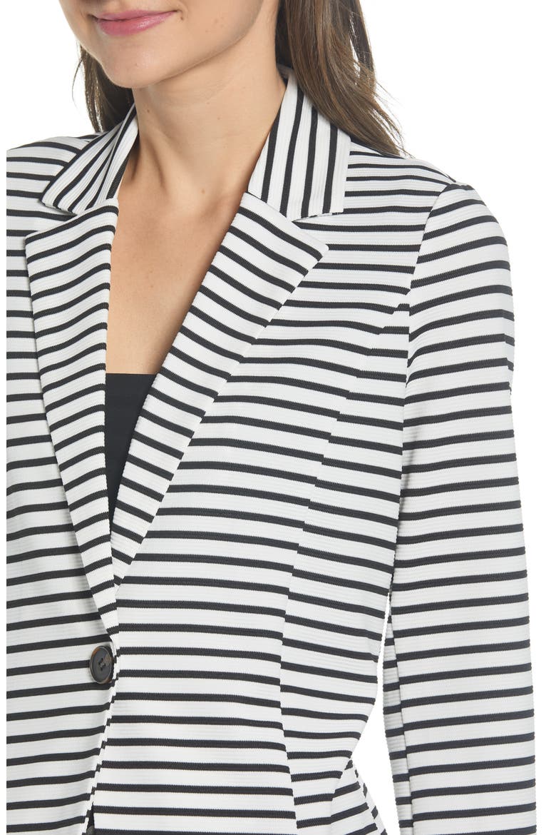 Stripe Stretch Jersey Blazer, Alternate, color, SNOW WHITE/ STRIPES BLACK