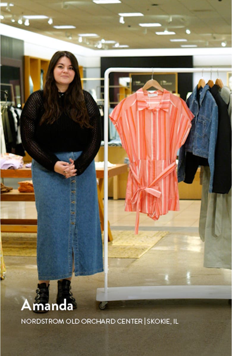 Addie Stripe Tie Waist Romper, sales video thumbnail