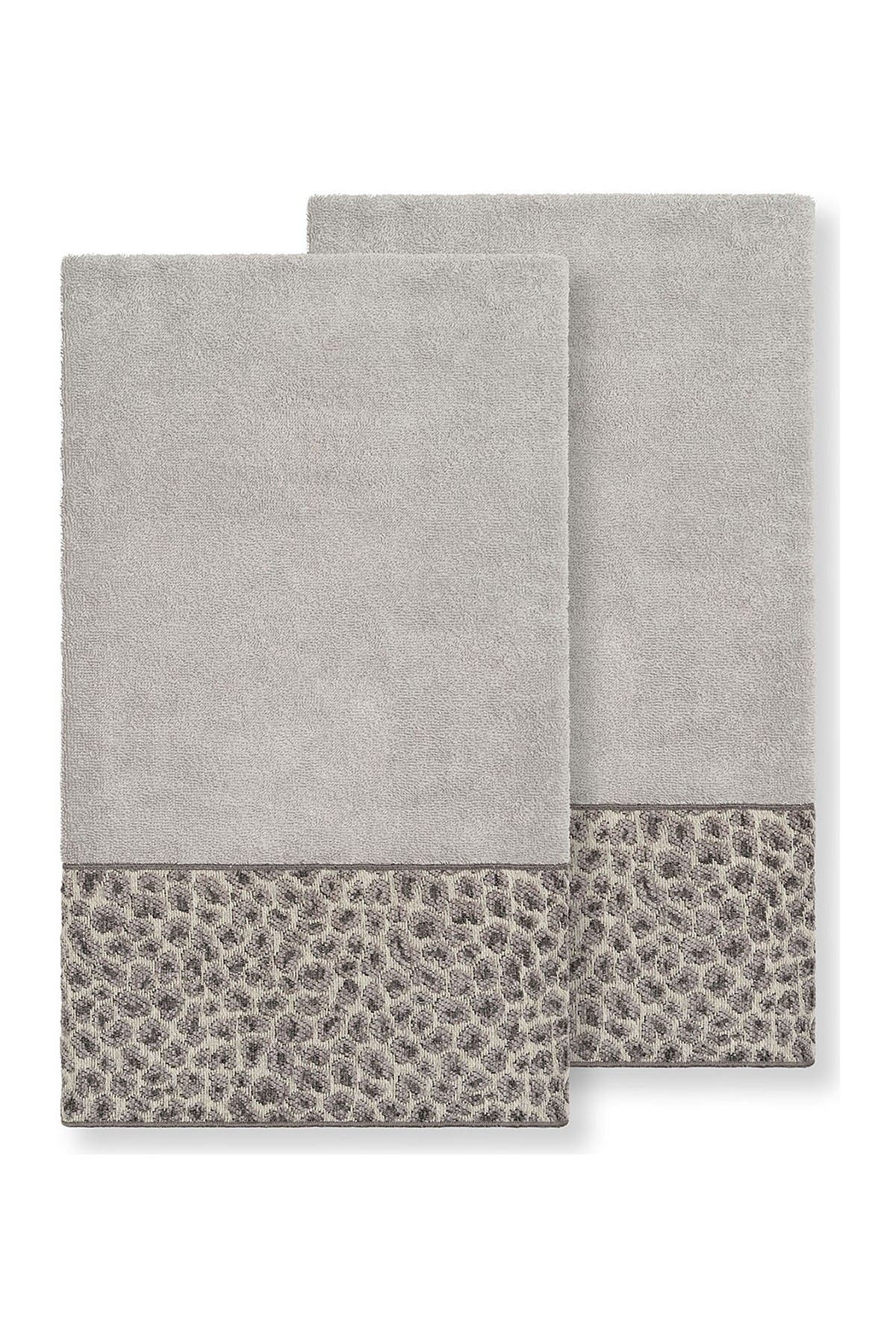 Linum Home Textiles Spots Embellished Bath Towel - Set of 2 - Light Grey