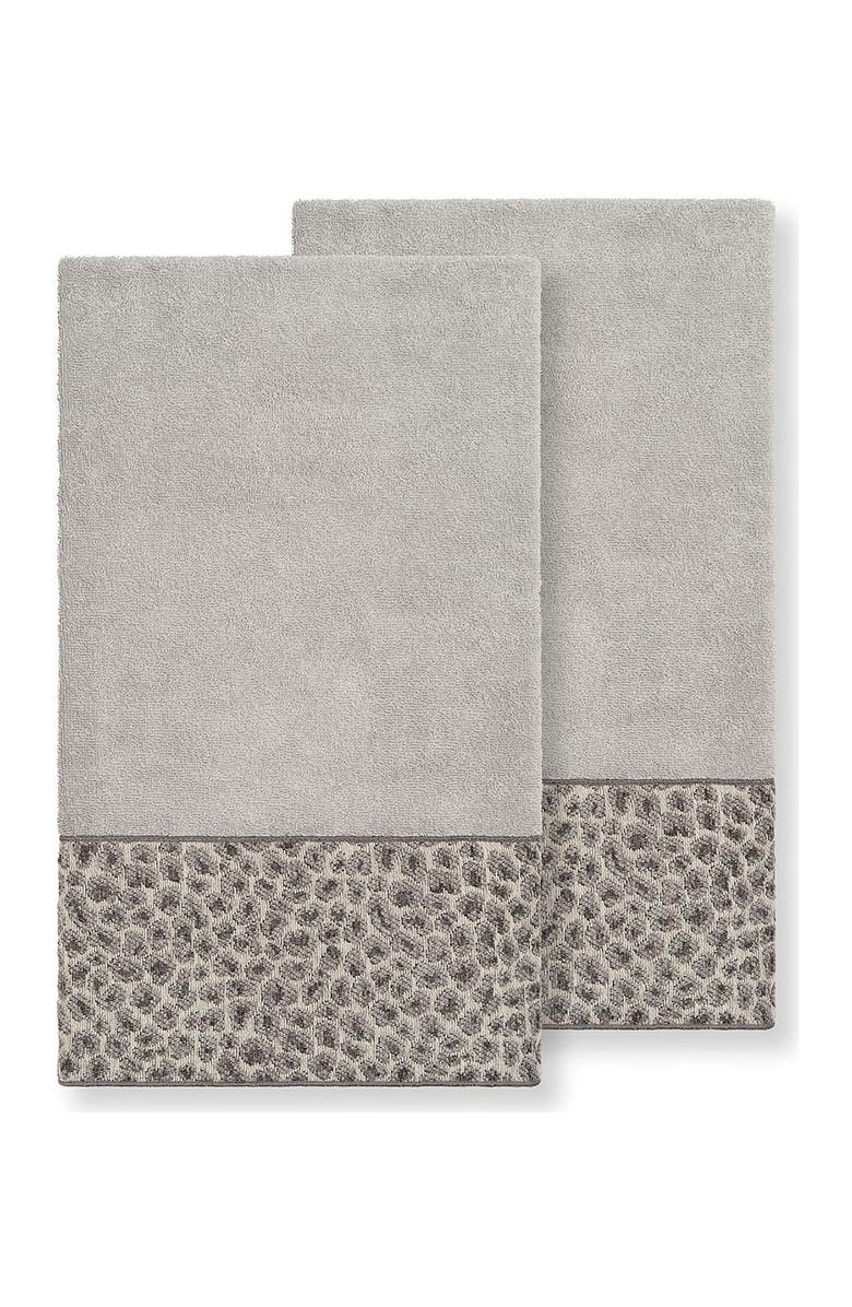 Linum Home Textiles Spots Embellished Bath Towel - Set of 2 - Light Grey, Main, color, Light Grey