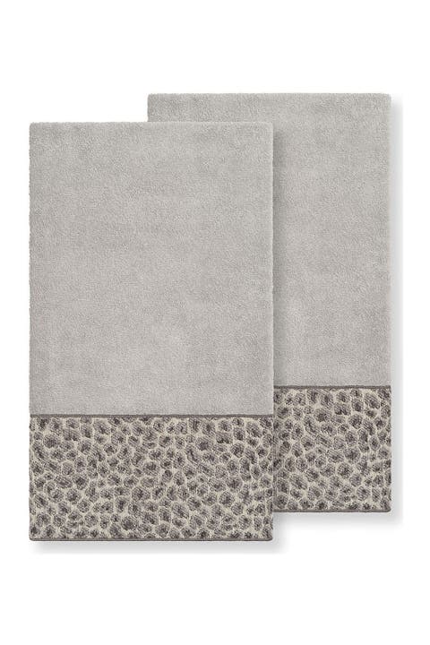 Spots Embellished Bath Towel - Set of 2 - Light Grey