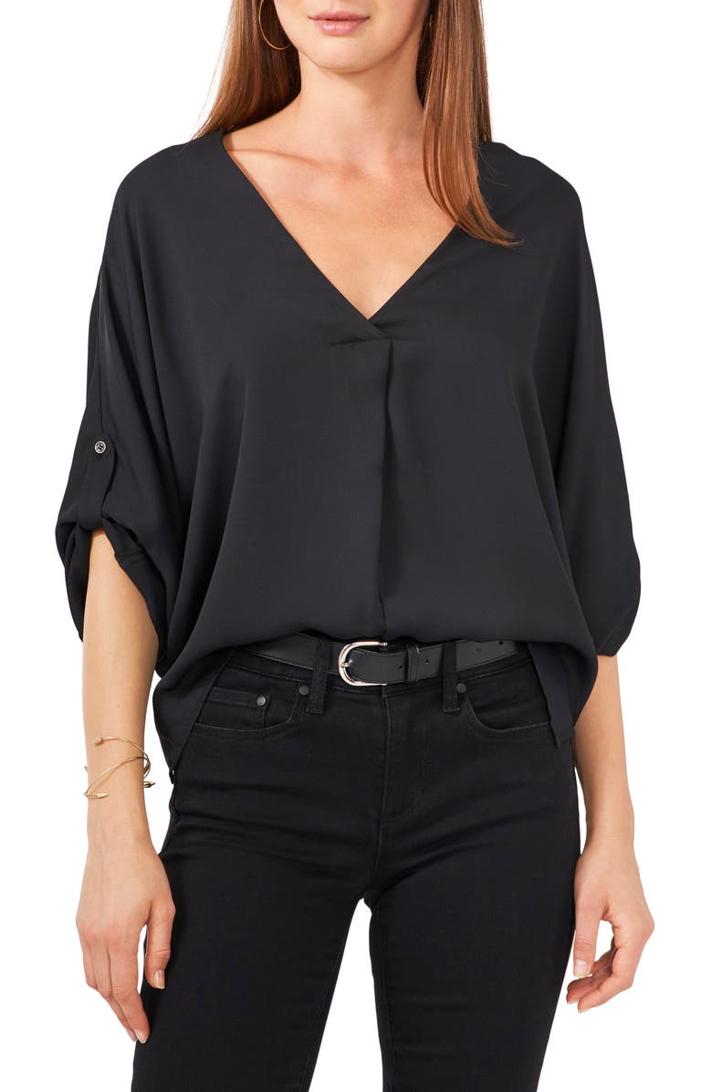 Vince Camuto Roll Tab Sleeve Tunic Top, Main, color, 