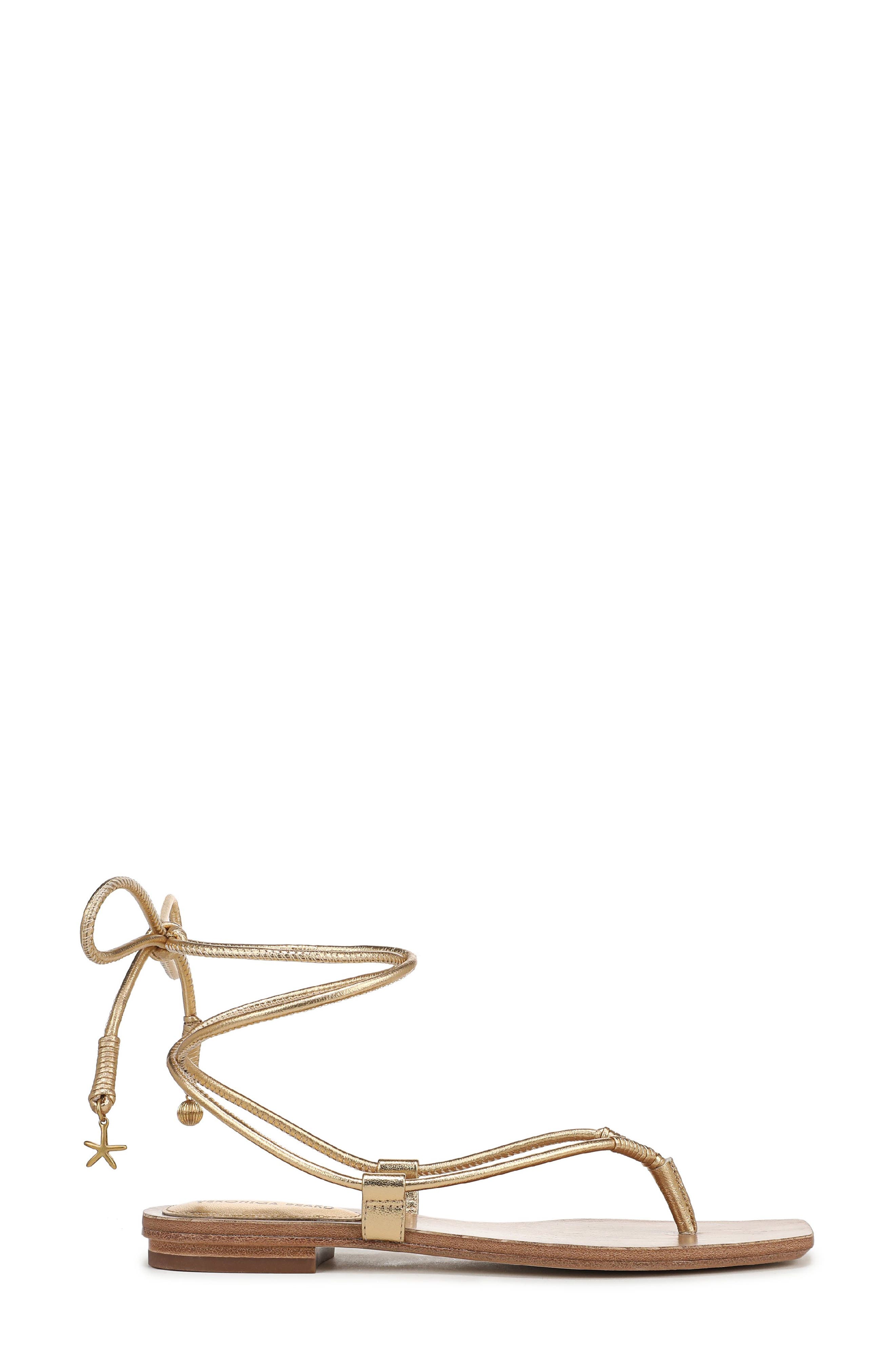 Rosetta Ankle Wrap Sandal, Alternate, color, PALE GOLD