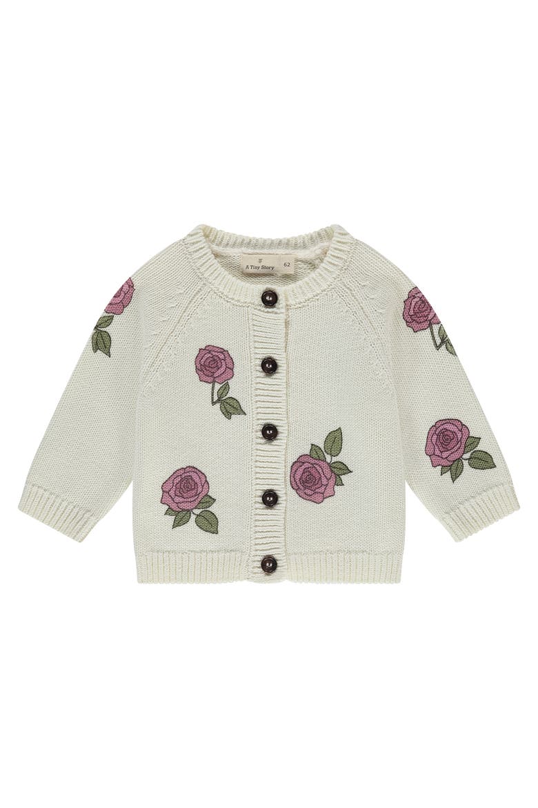 Floral Applique Cardigan, Main, color, Ecru
