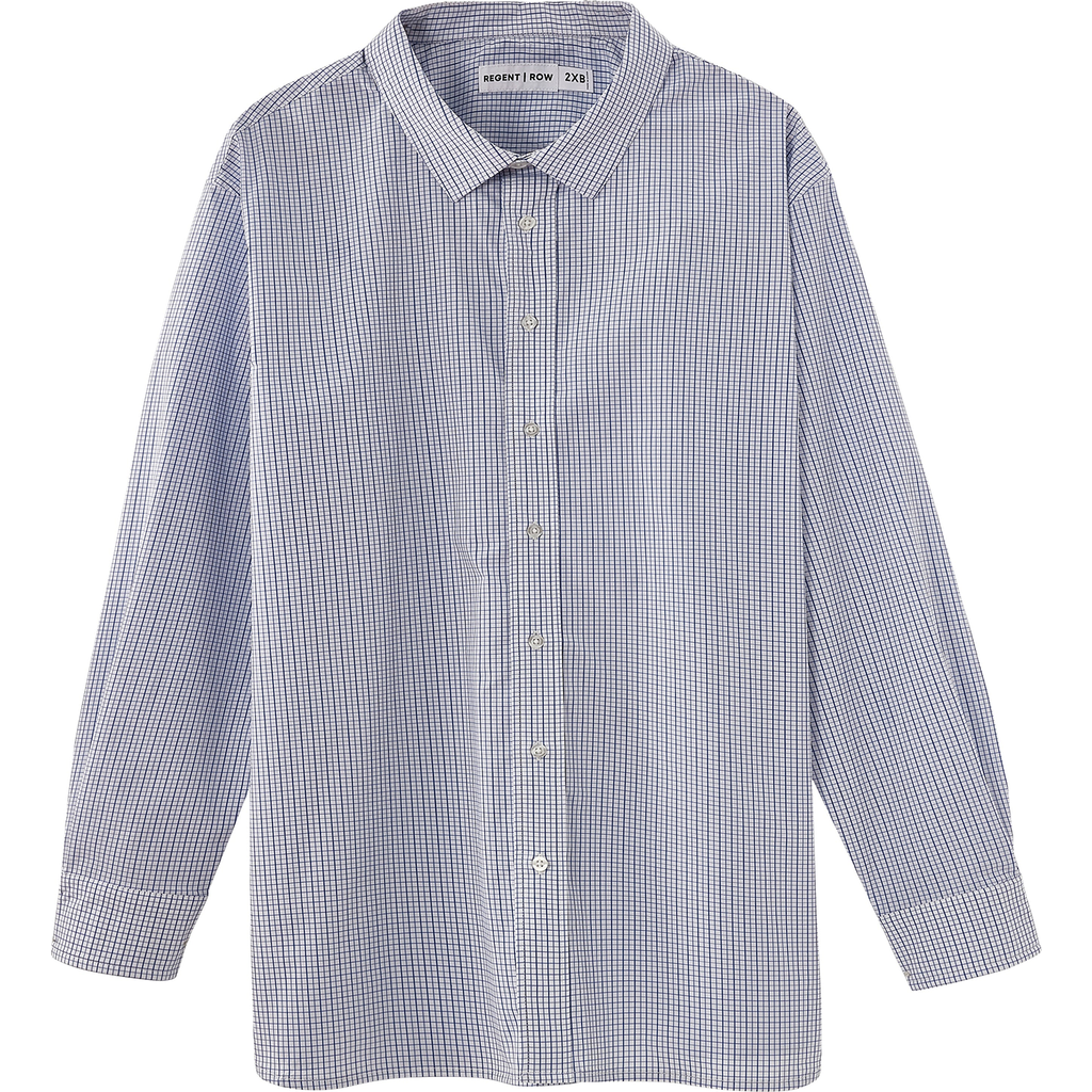 Regent Row Men's Big and Tall Long Sleeve Stanton Shirt, Tailored Fit, Performance Fabric & Ventilated Armholes in White-Blue-Check  product