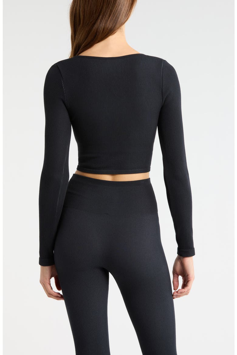 Seamless Flow Long Sleeve Pajama Top, Alternate, color, IMMERSED BLACK