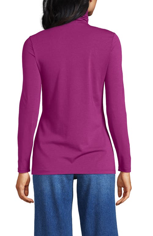 Lands' End Lightweight Jersey Skimming Long Sleeve Turtleneck In Purple