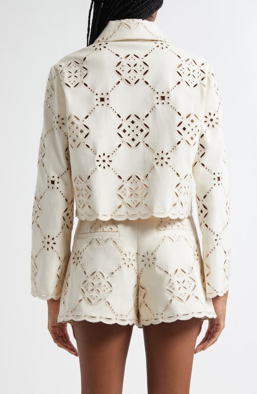 Shop Veronica Beard Adelaide Stretch Cotton Eyelet Jacket In Ecru