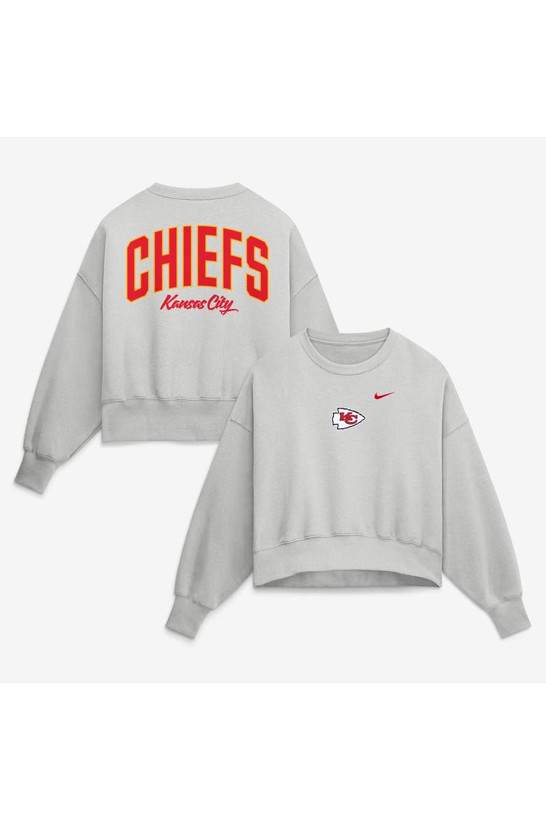 Women's Nike  Gray Kansas City Chiefs Oversized Primetime Phoenix Fleece Sweatshirt, Main, color, Gray