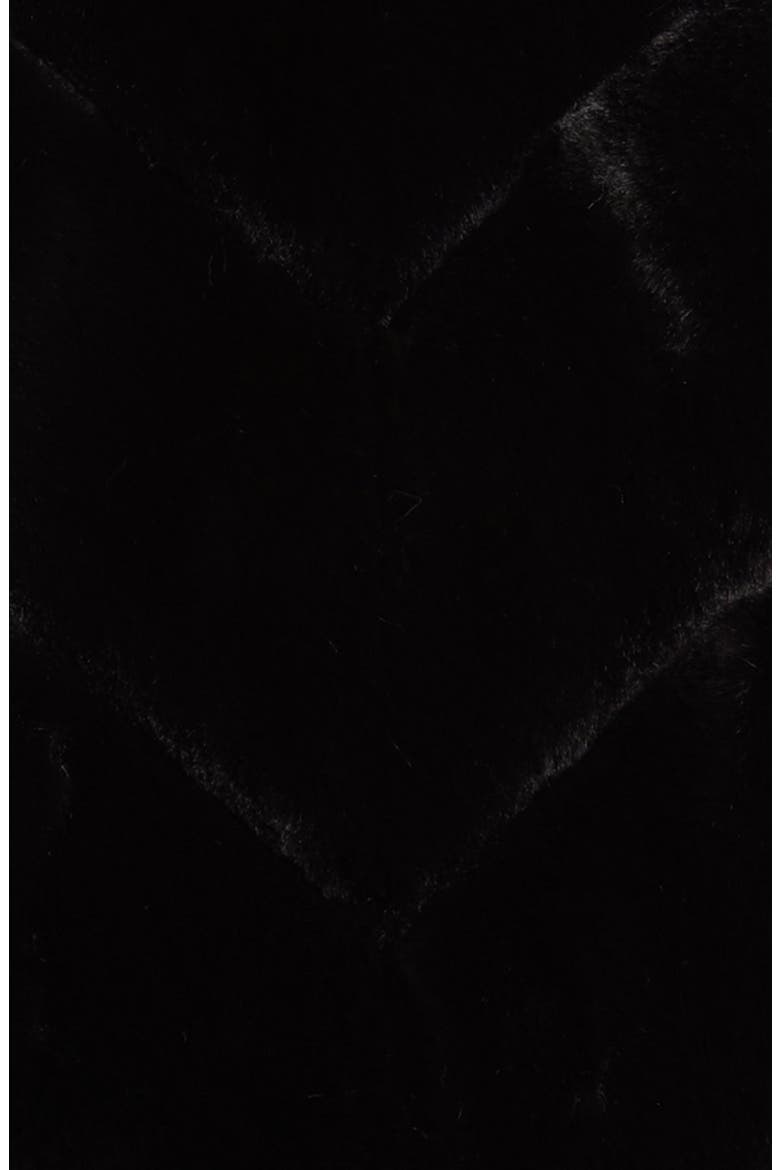 Chevron Faux Fur Hooded Jacket, Alternate, color, BLACK