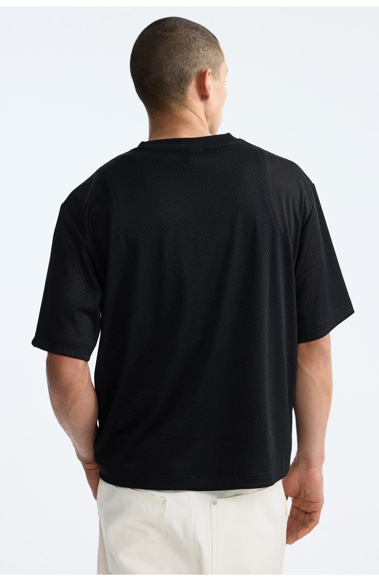 H&M Oversized Fit Printed Mesh T-shirt, Alternate, color, Black/Hotel Imaginaire