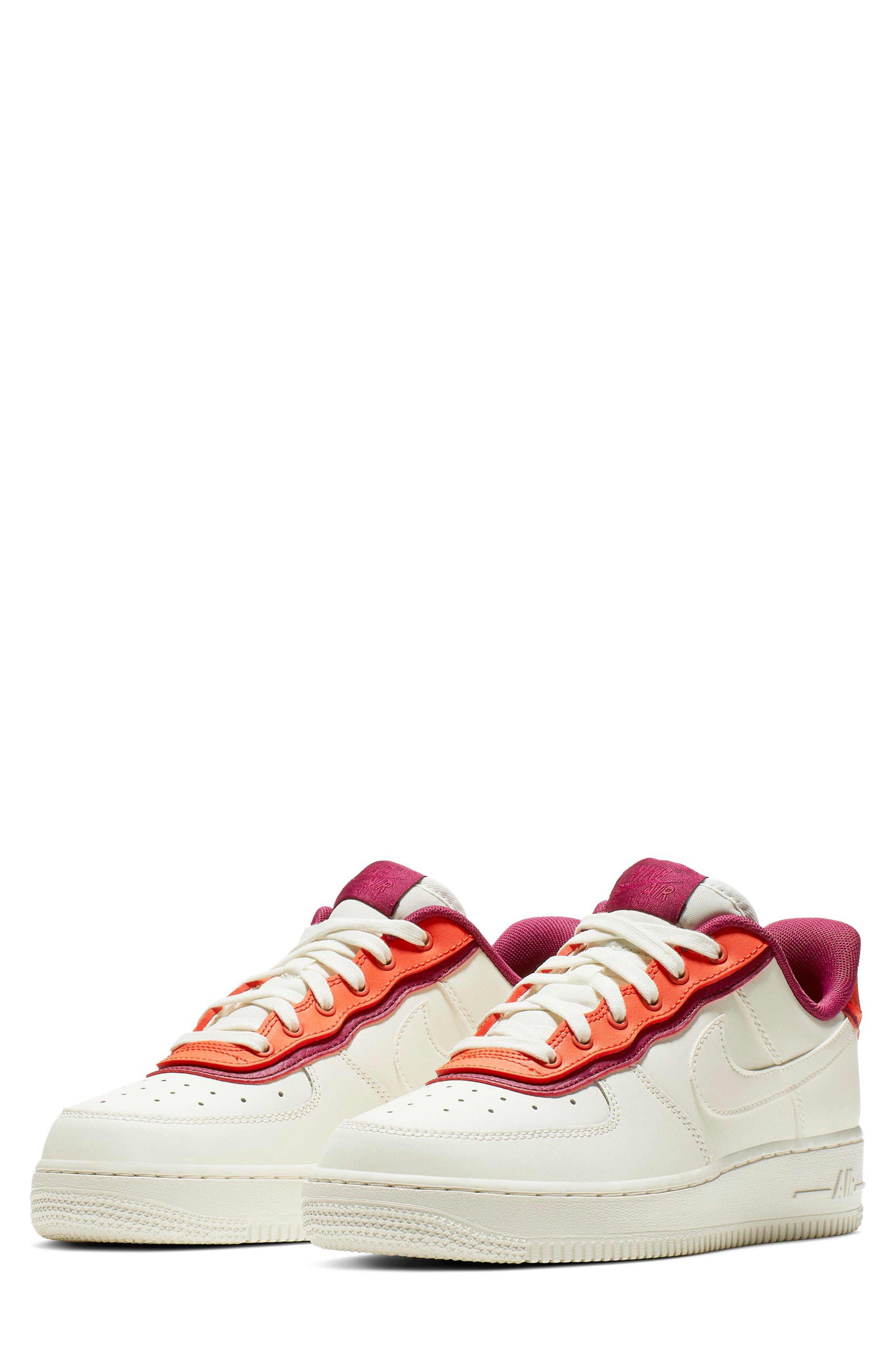Air Force 1 '07 SE Sneaker, Main, color, SAIL/ TEAM ORANGE/ BERRY