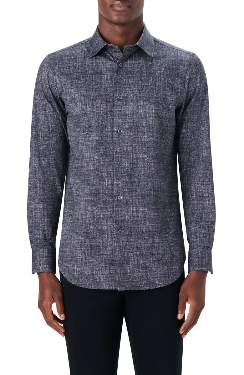 Bugatchi OoohCotton<sup>®</sup> Print Button-Up Shirt, Main, color, 