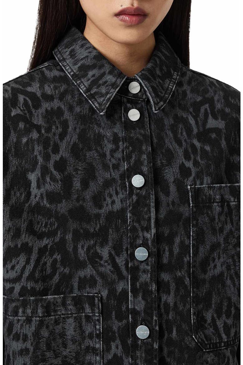 Leopard Denim Jacket, Alternate, color, LEPPO BLACK