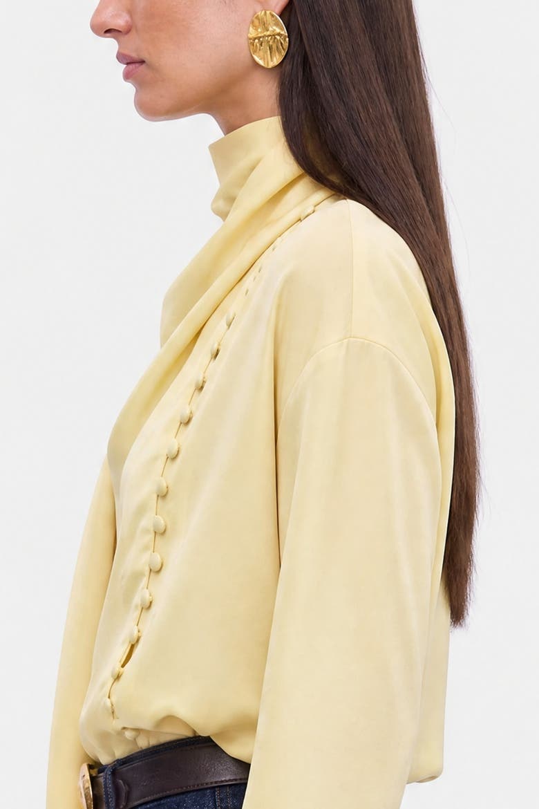 Button Front Shawl Collar Blouse, Alternate, color, Yellow