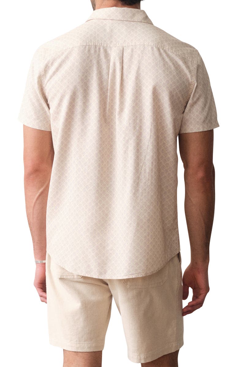 Marine Layer Better Than Short Sleeve Button-Up Shirt, Alternate, color, Cream Diamond Print