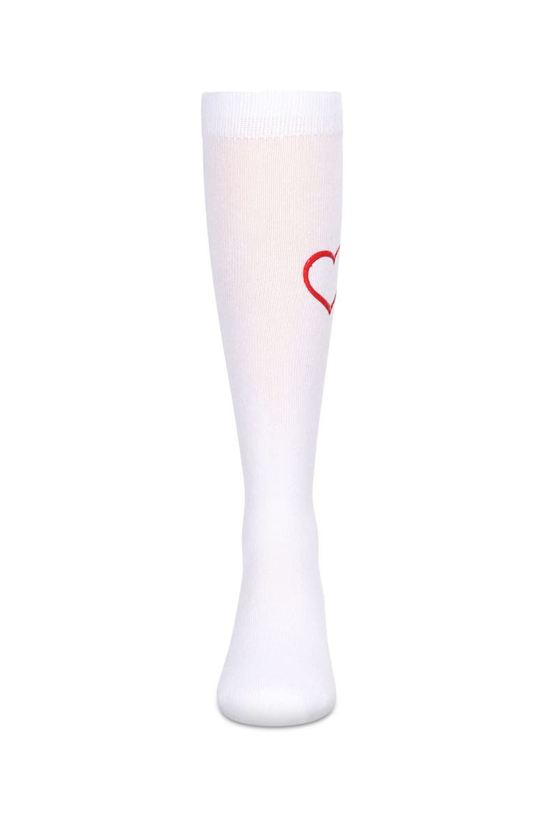 Puff Paint Heart Knee High Socks, Alternate, color, White