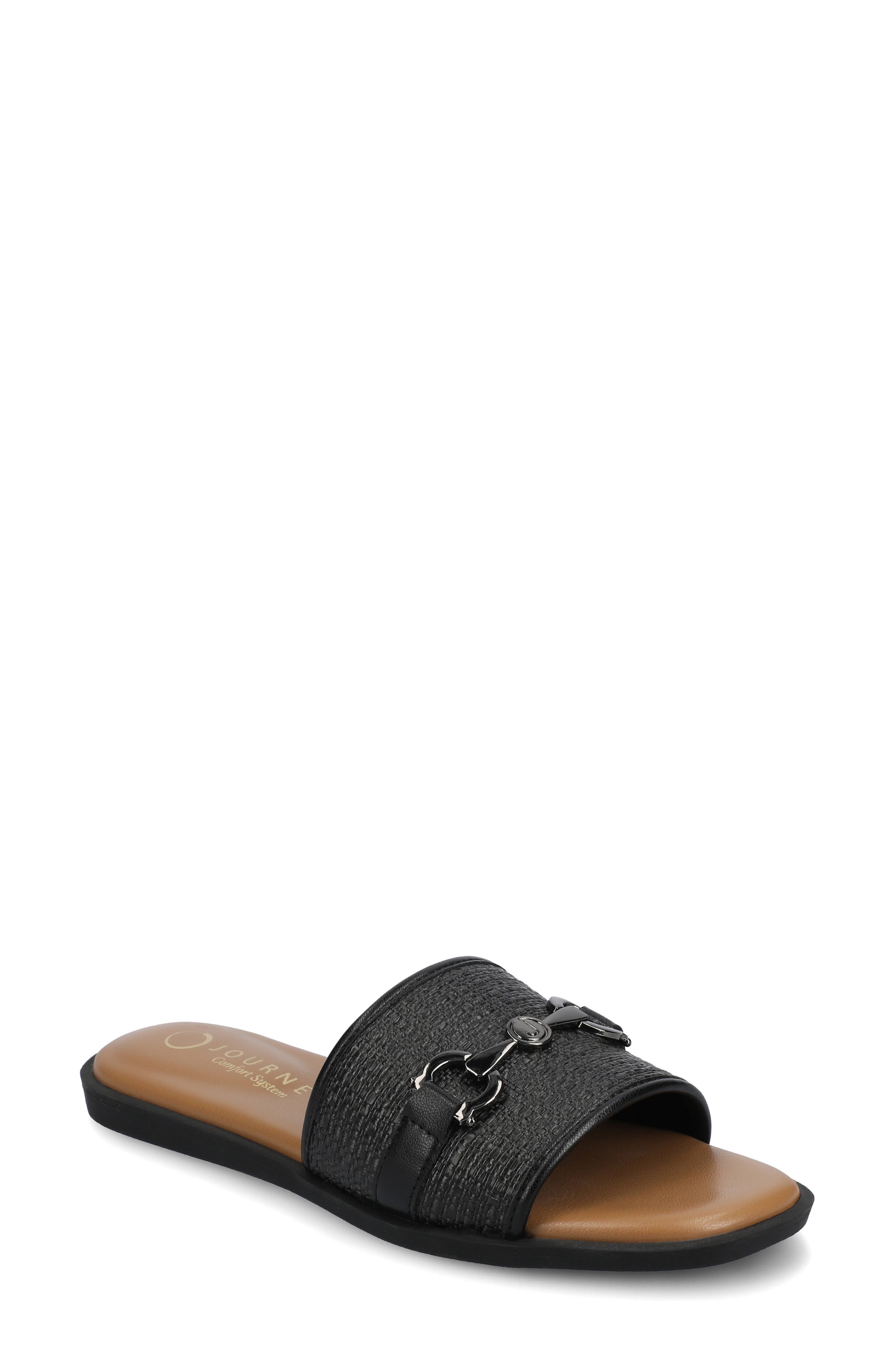 Journee Collection Priya Slide Sandal, Main, color, Black