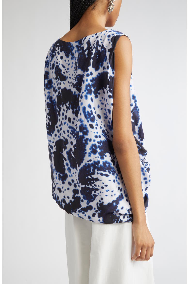 Cot Orchid Petal Print Draped Top, Alternate, color, NAVY