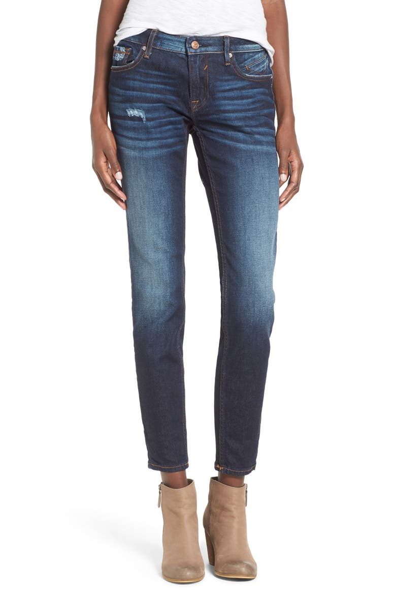 Distressed Skinny Jeans, Main, color, DARK WASH