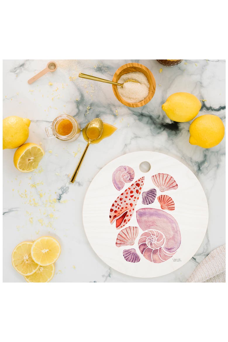 Watercolor Seashells Cutting Board, Alternate, color, ORANGE