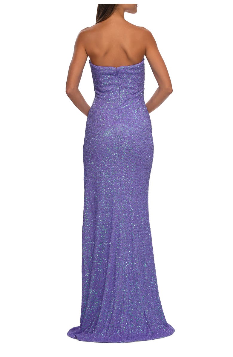 La Femme Beaded Lace Strapless Dress with Modified Sweetheart Neckline, Alternate, color, Periwinkle