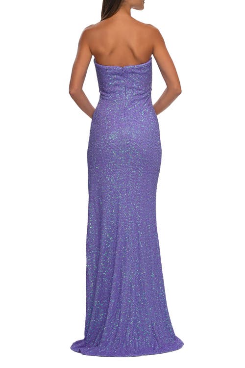 La Femme Beaded Lace Strapless Dress With Modified Sweetheart Neckline