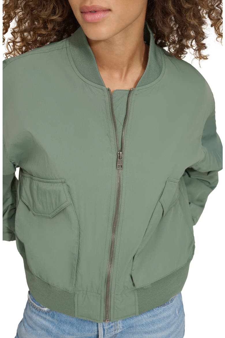 Techy Nylon Bomber Jacket, Alternate, color, DARK FOREST