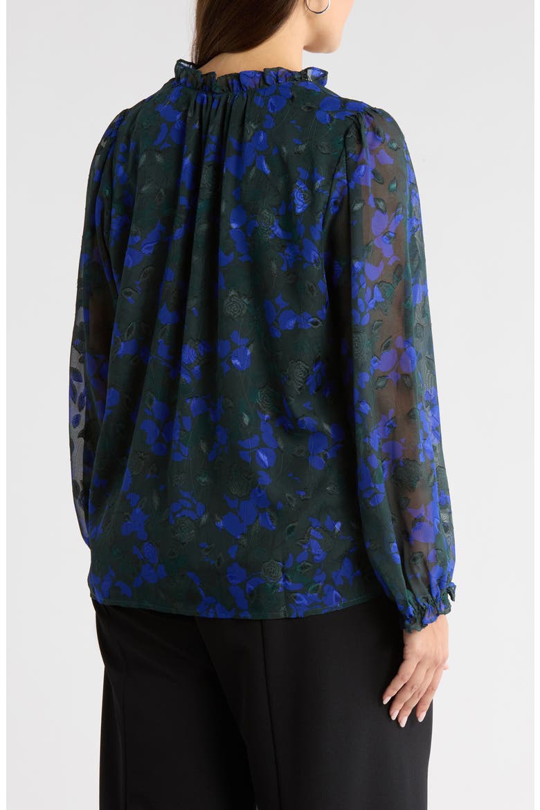 Sweetwater Floral Print Organza Top, Alternate, color, EMERALD-BLUE