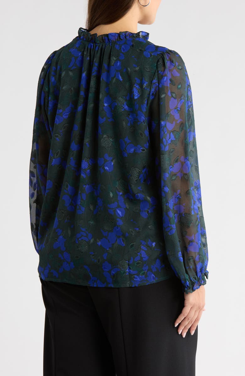 SUGARLIPS Sweetwater Floral Print Organza Top, Alternate, color, Emerald-Blue