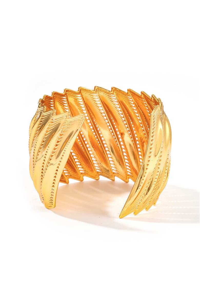 Flow Edgy Cuff Bracelet, Alternate, color, Gold